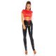 Crop top dama WetLook rosu Bridgett Crop top dama WetLook rosu Bridgett 5 - jojofashion.ro