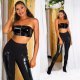 Colanti dama casual negri cu insertii din piele eco Danya 4 - jojofashion.ro