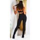 Colanti dama casual negri cu insertii din piele eco Danya 6 - jojofashion.ro