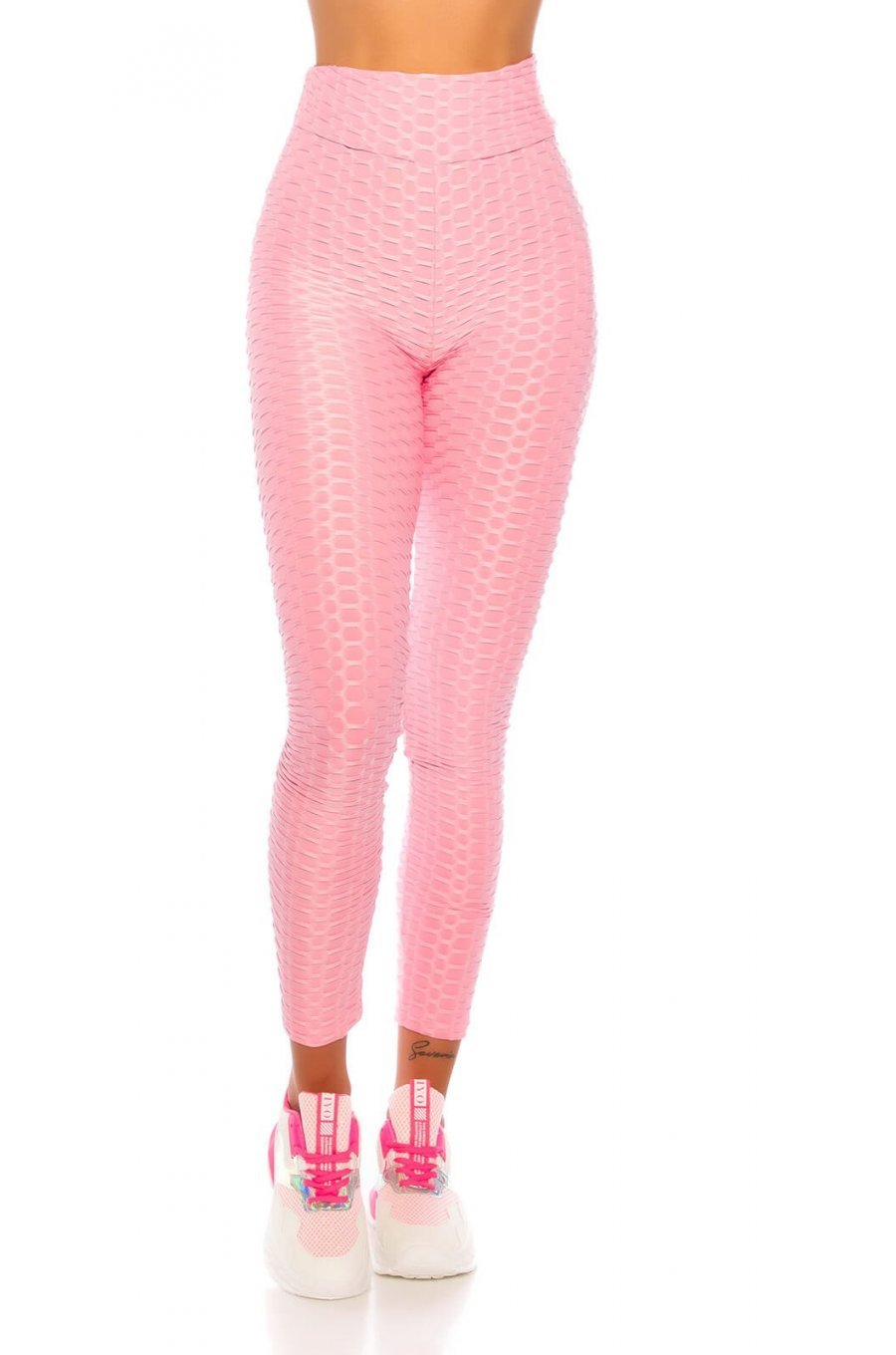 Colanti roz cu talie inalta Glossy Colanti roz cu talie inalta Glossy 2 - jojofashion.ro