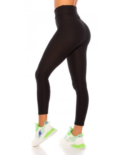 Colanti sport negri cu talie inalta Glossy Colanti dama, Colanti sport negri cu talie inalta Glossy - jojofashion.ro