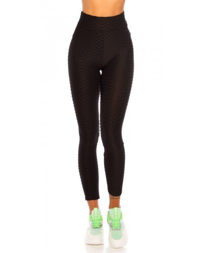 Colanti sport negri cu talie inalta Glossy Colanti dama, Colanti sport negri cu talie inalta Glossy - jojofashion.ro