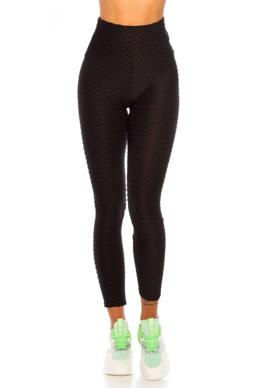Colanti sport negri cu talie inalta Glossy Colanti sport negri cu talie inalta Glossy 2 - jojofashion.ro