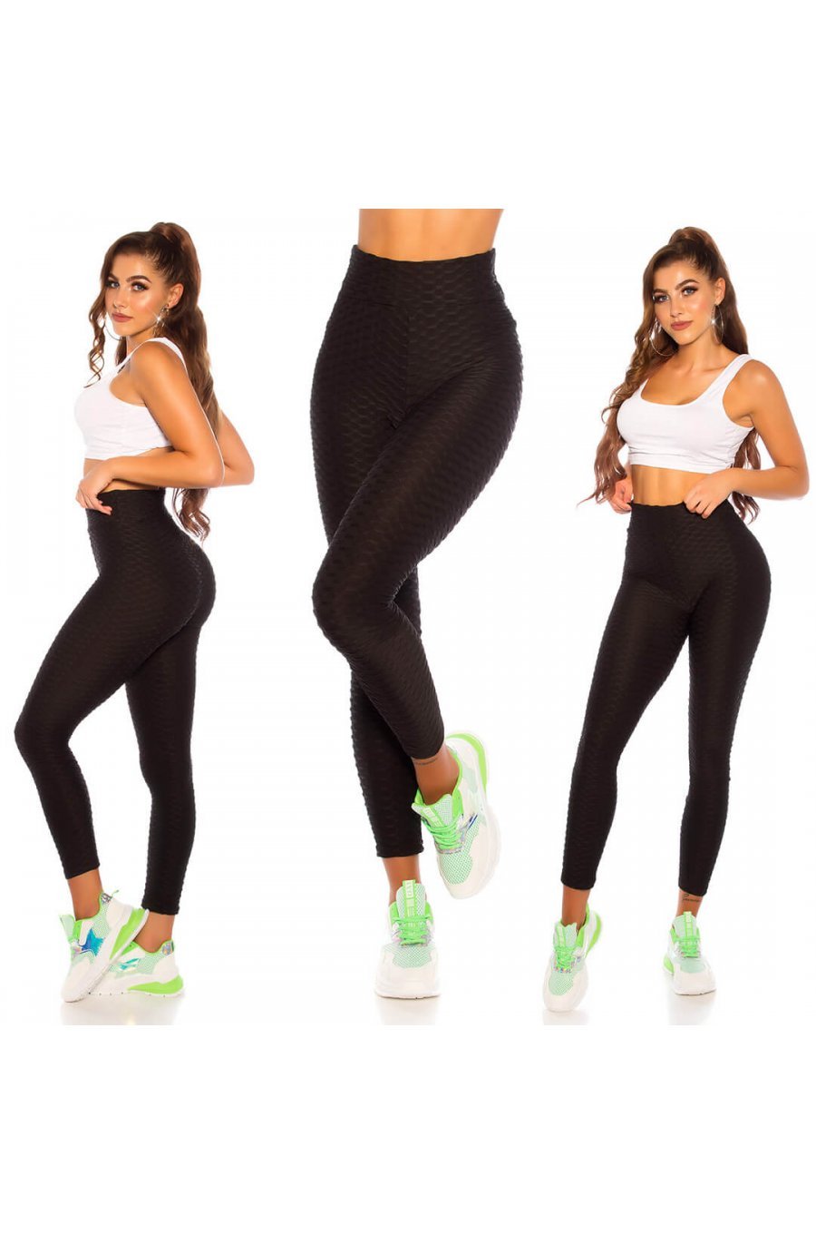 Colanti sport negri cu talie inalta Glossy Colanti sport negri cu talie inalta Glossy 3 - jojofashion.ro