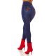 Jeggings skinny albastri cu flori rosii Alzira 6 - jojofashion.ro