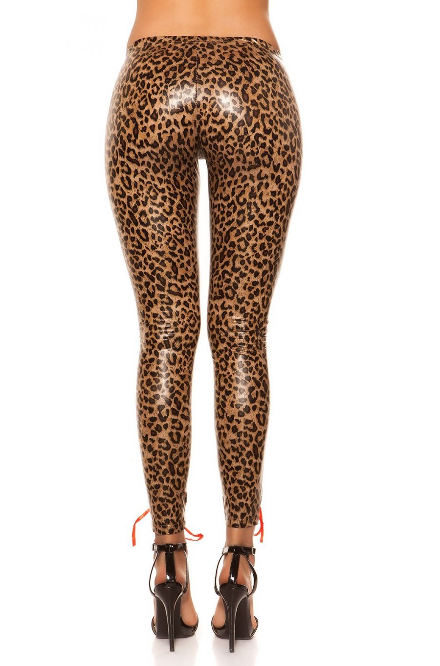 Colanti animal print leopard, cu snur rosu pe picior, Clyde 3 - jojofashion.ro