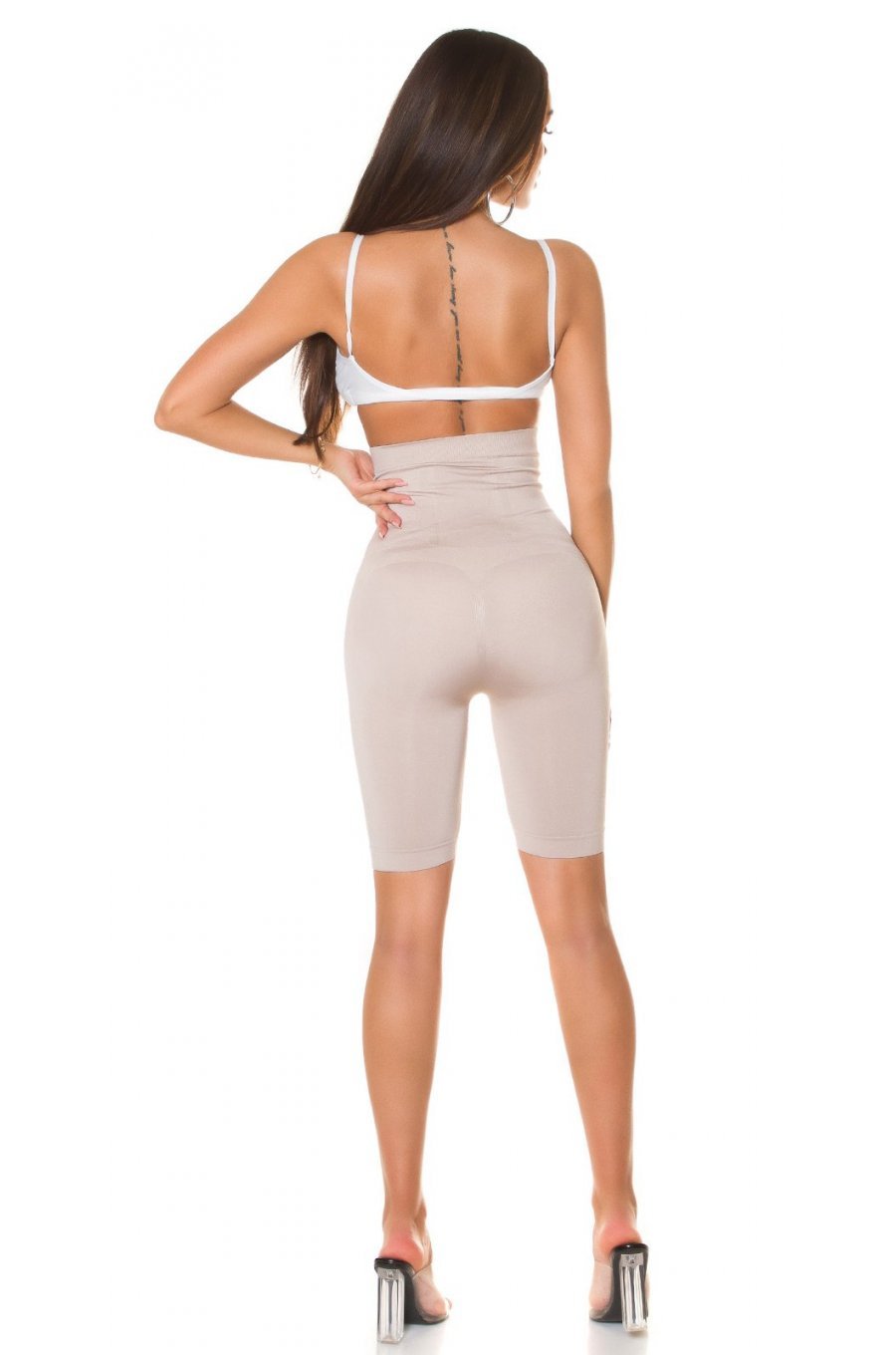 Colanti biker scurti cappuccino modelatori cu talie inalta Yaren Colanti biker scurti cappuccino modelatori cu talie inalta Yaren 5 - jojofashion.ro