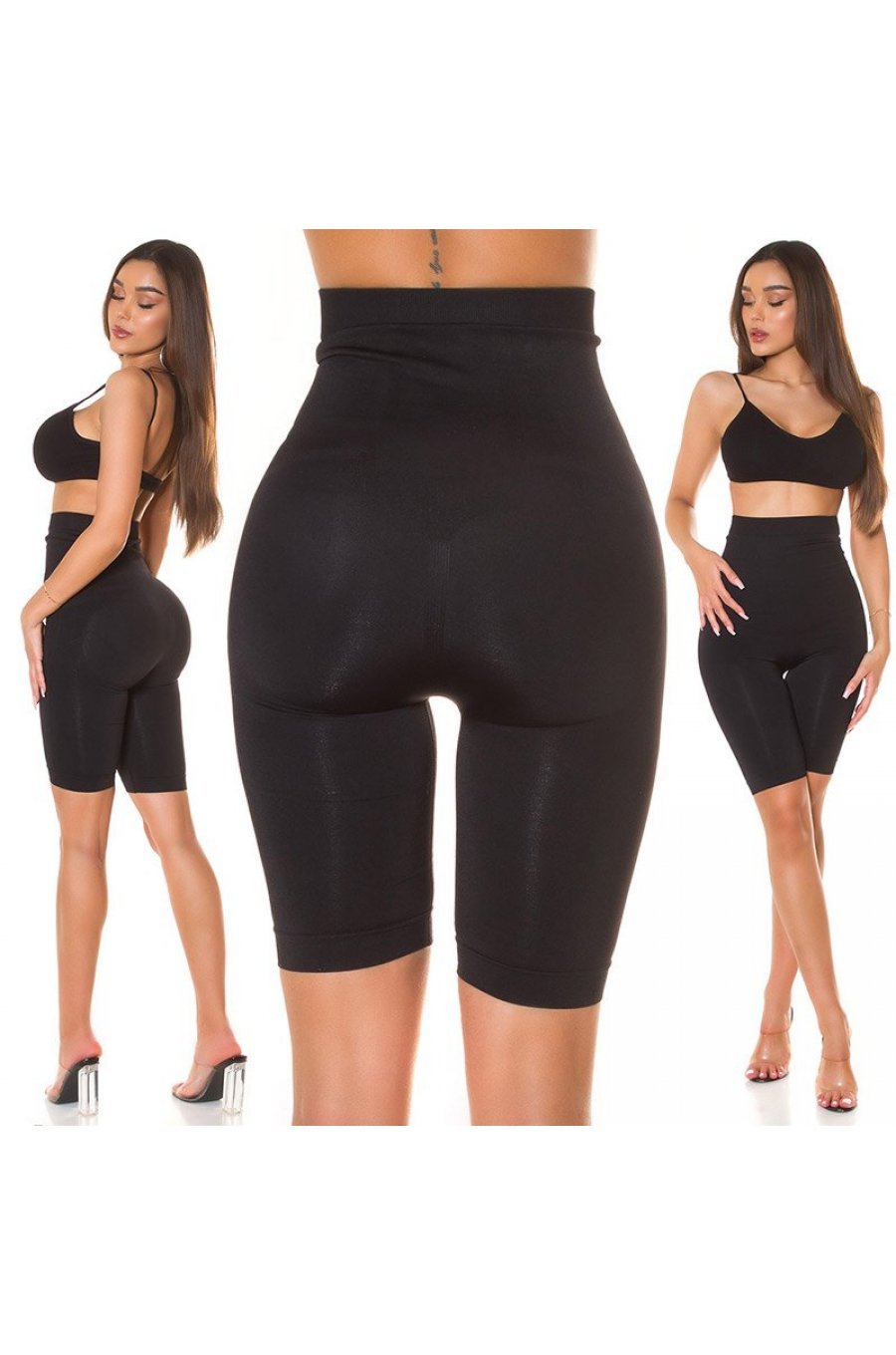 Colanti biker scurti negri modelatori cu talie inalta Yaren Colanti biker scurti negri modelatori cu talie inalta Yaren 7 - jojofashion.ro