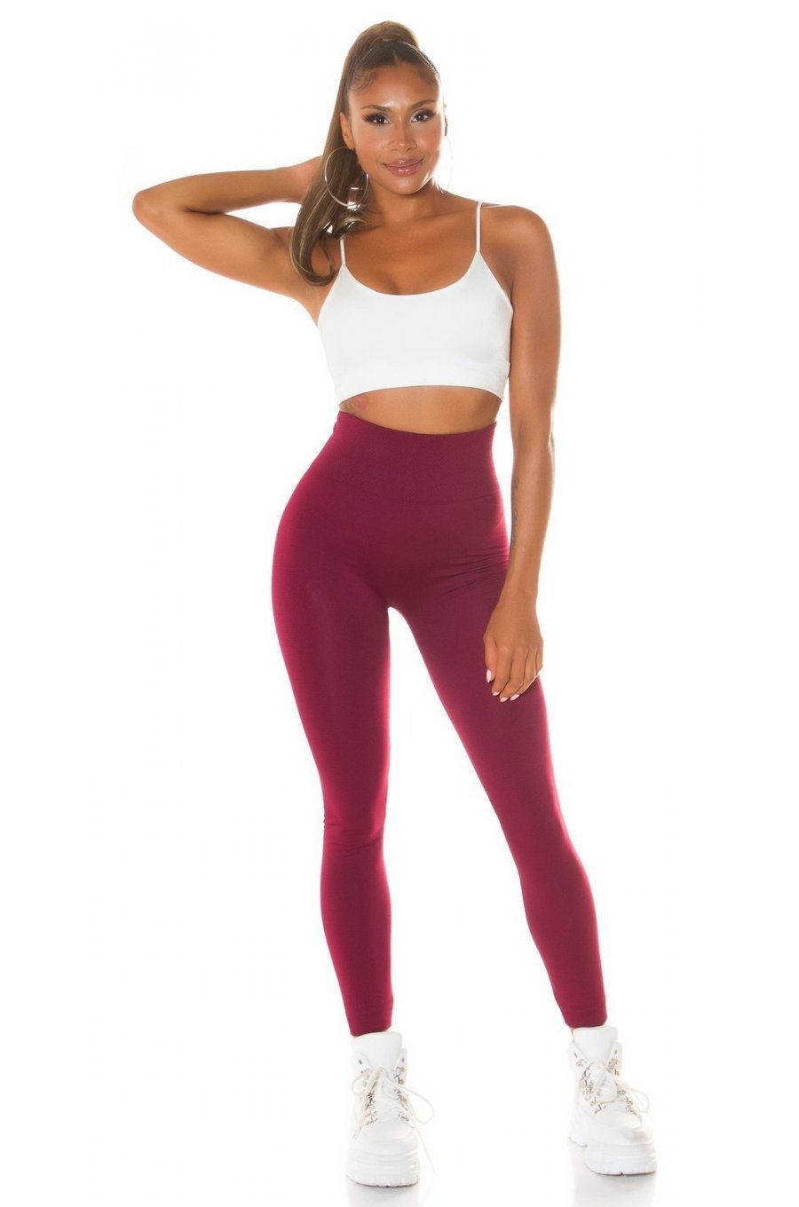 Colanti dama burgundy, cu talia inalta, fara cusatura, Toya Colanti dama burgundy, cu talia inalta, fara cusatura, Toya 4 - jojofashion.ro