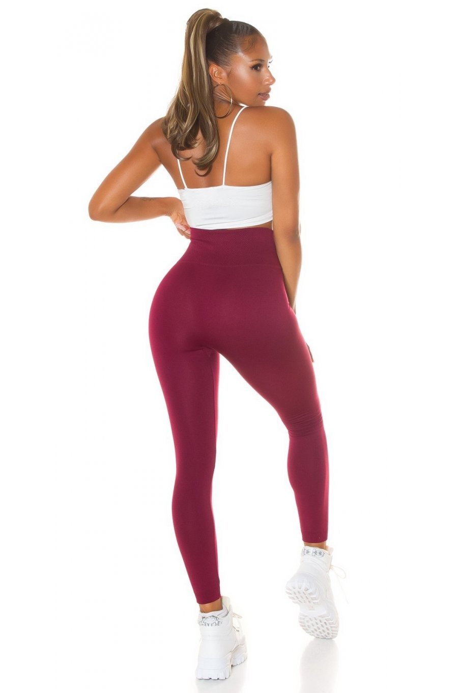 Colanti dama burgundy, cu talia inalta, fara cusatura, Toya Colanti dama burgundy, cu talia inalta, fara cusatura, Toya 5 - jojofashion.ro