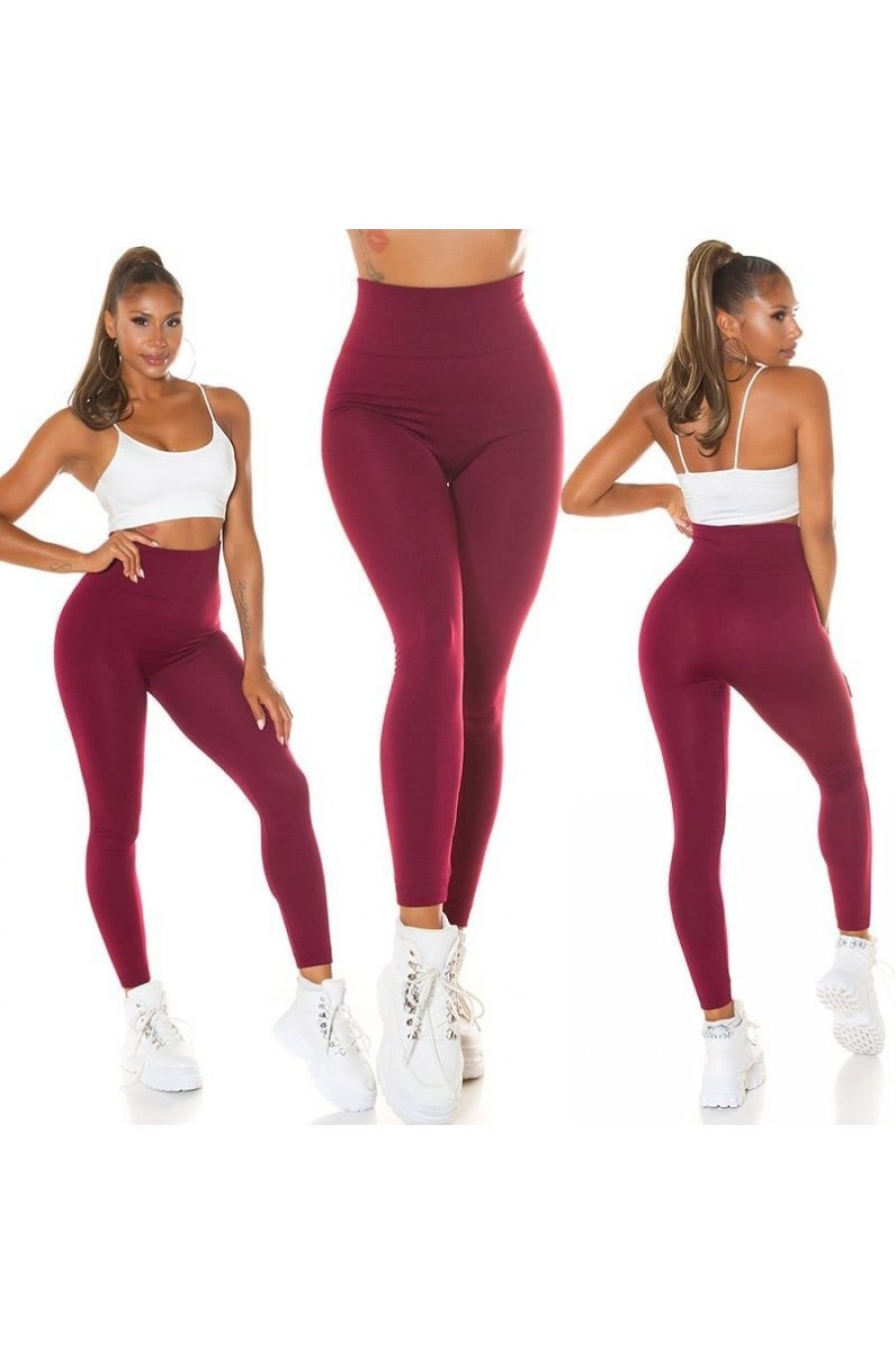 Colanti dama burgundy, cu talia inalta, fara cusatura, Toya Colanti dama burgundy, cu talia inalta, fara cusatura, Toya 6 - jojofashion.ro