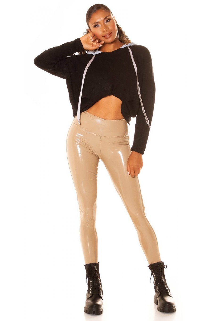Colanti dama cappuccino din latex, cu talia inalta, Revime Colanti dama cappuccino din latex, cu talia inalta, Revime 3 - jojofashion.ro