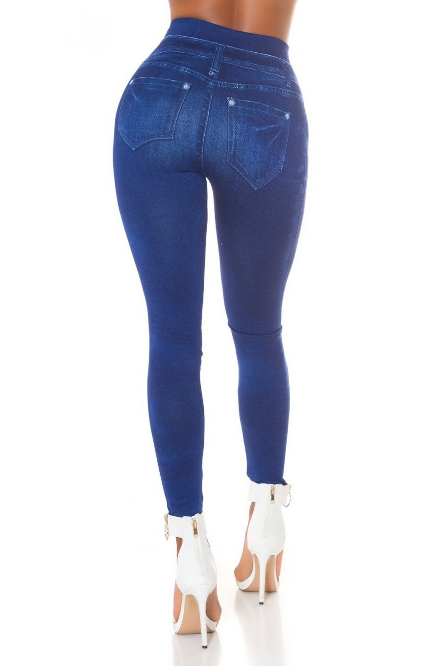 Colanti dama cu aspect de blugi, albastri, mulati, cu glitter, Zaylin 2 - jojofashion.ro