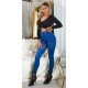 Colanti dama cu aspect de blugi, albastri, mulati, cu talia inalta, Dilania 4 - jojofashion.ro