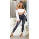 Colanti dama cu aspect de blugi, negri, mulati, cu glitter, Zaylin 4 - jojofashion.ro