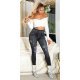 Colanti dama denim look, negri, cu talia inalta, Nialla Colanti dama denim look, negri, cu talia inalta, Nialla 4 - jojofashion.ro