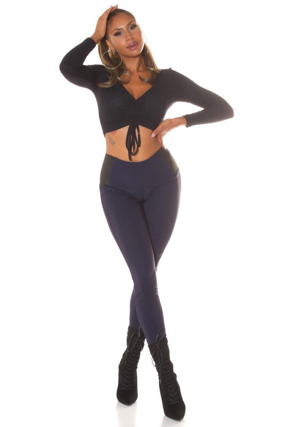 Colanti elastici bleumarin navy cu talie inalta Marissa Colanti elastici bleumarin navy cu talie inalta Marissa 7 - jojofashion.ro