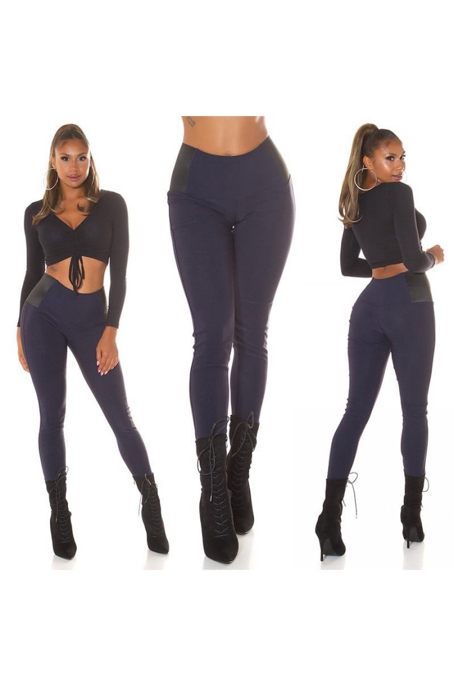 Colanti elastici bleumarin navy cu talie inalta Marissa Colanti elastici bleumarin navy cu talie inalta Marissa 9 - jojofashion.ro