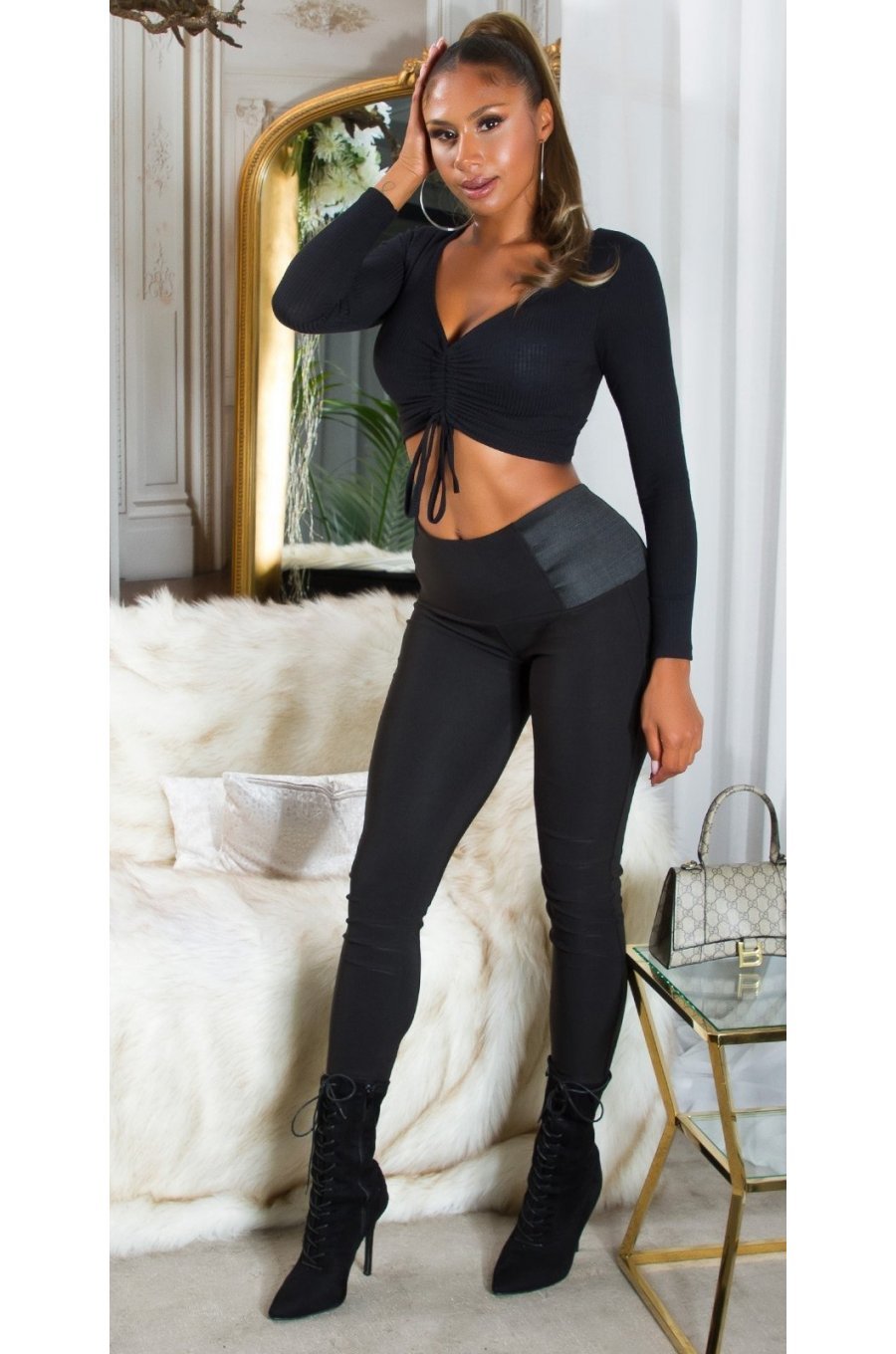 Colanti dama elastici, negri, cu talia inalta, Marissa Colanti dama elastici, negri, cu talia inalta, Marissa 3 - jojofashion.ro