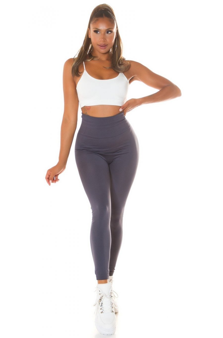 Colanti gri cu talie inalta fara cusatura Toya Colanti gri cu talie inalta fara cusatura Toya 3 - jojofashion.ro