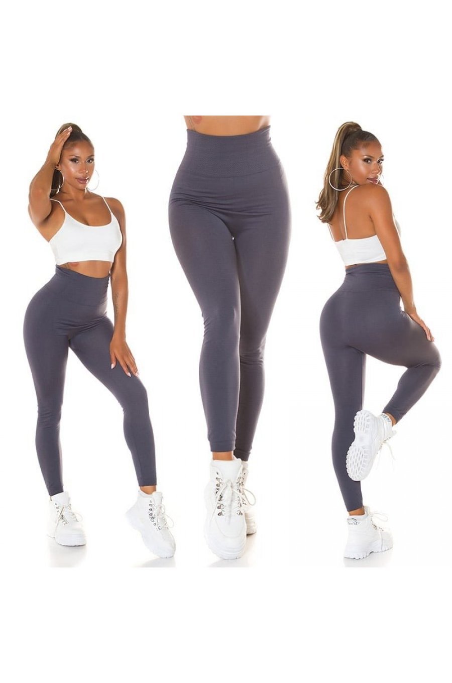 Colanti gri cu talie inalta fara cusatura Toya Colanti gri cu talie inalta fara cusatura Toya 6 - jojofashion.ro