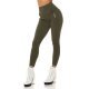 Colanti kaki cu buzunare cu talie inalta Gaetana Colanti kaki cu buzunare cu talie inalta Gaetana 2 - jojofashion.ro