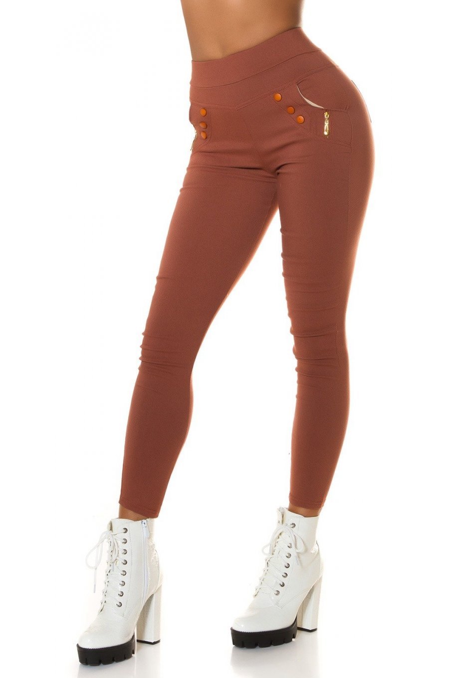Colanti dama maro, cu buzunare, talie inalta, Gaetana Colanti dama maro, cu buzunare, talie inalta, Gaetana 1 - jojofashion.ro