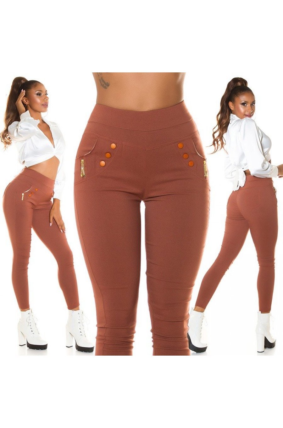 Colanti dama maro, cu buzunare, talie inalta, Gaetana Colanti dama maro, cu buzunare, talie inalta, Gaetana 6 - jojofashion.ro