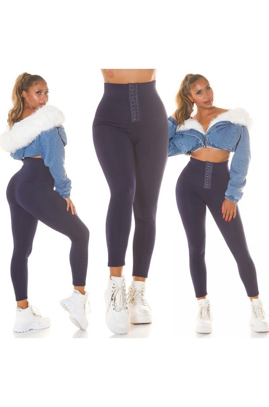 Colanti modelatori bleumarin navy cu corset si talie inalta Kellsa 6 - jojofashion.ro