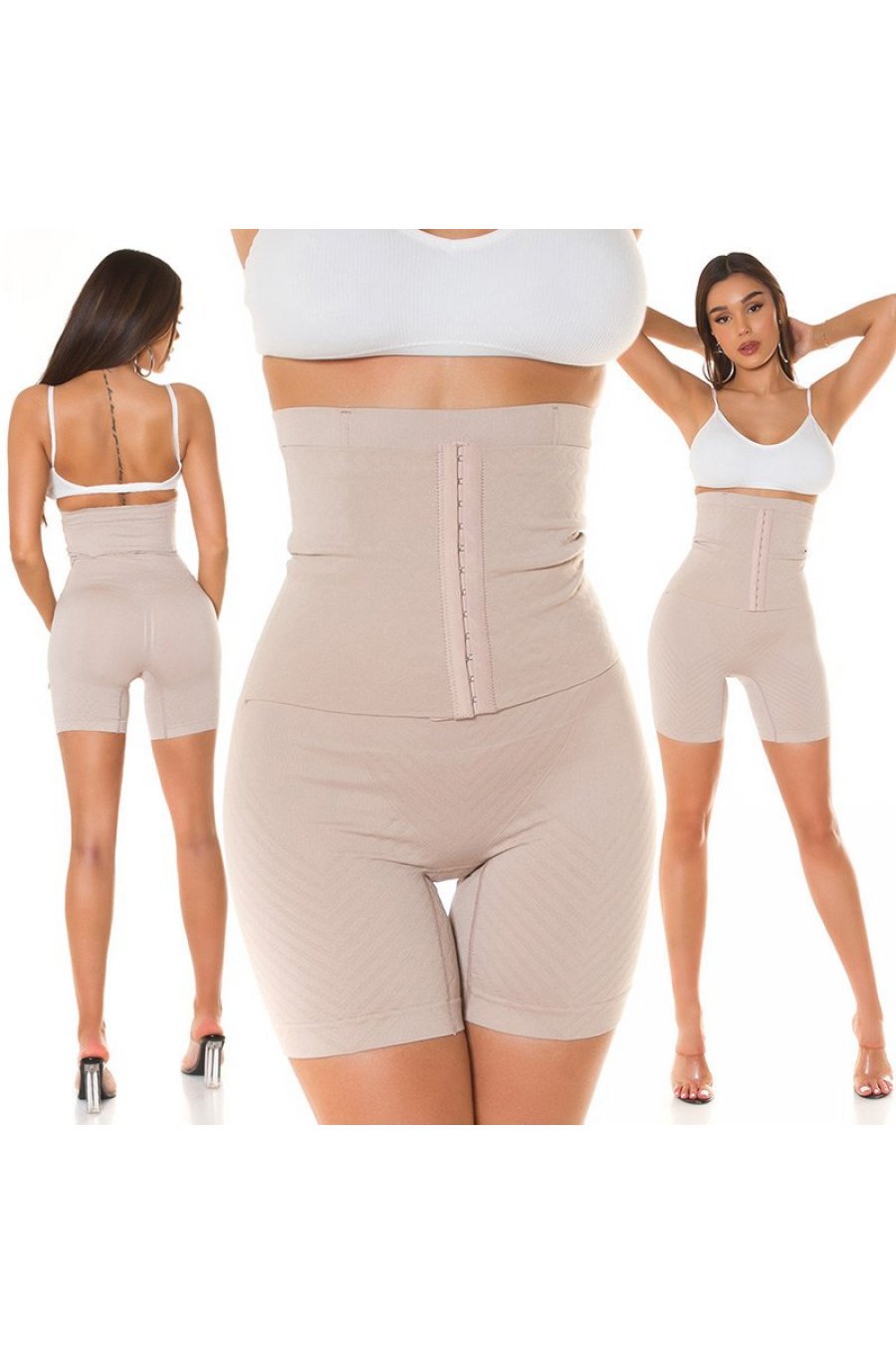 Colanti modelatori scurti cappuccino cu corset Deydra Colanti modelatori scurti cappuccino cu corset Deydra 7 - jojofashion.ro