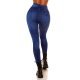 Colanti dama mulati, albastri, cu aspect de blugi si pietre aplicate, Bethany 3 - jojofashion.ro