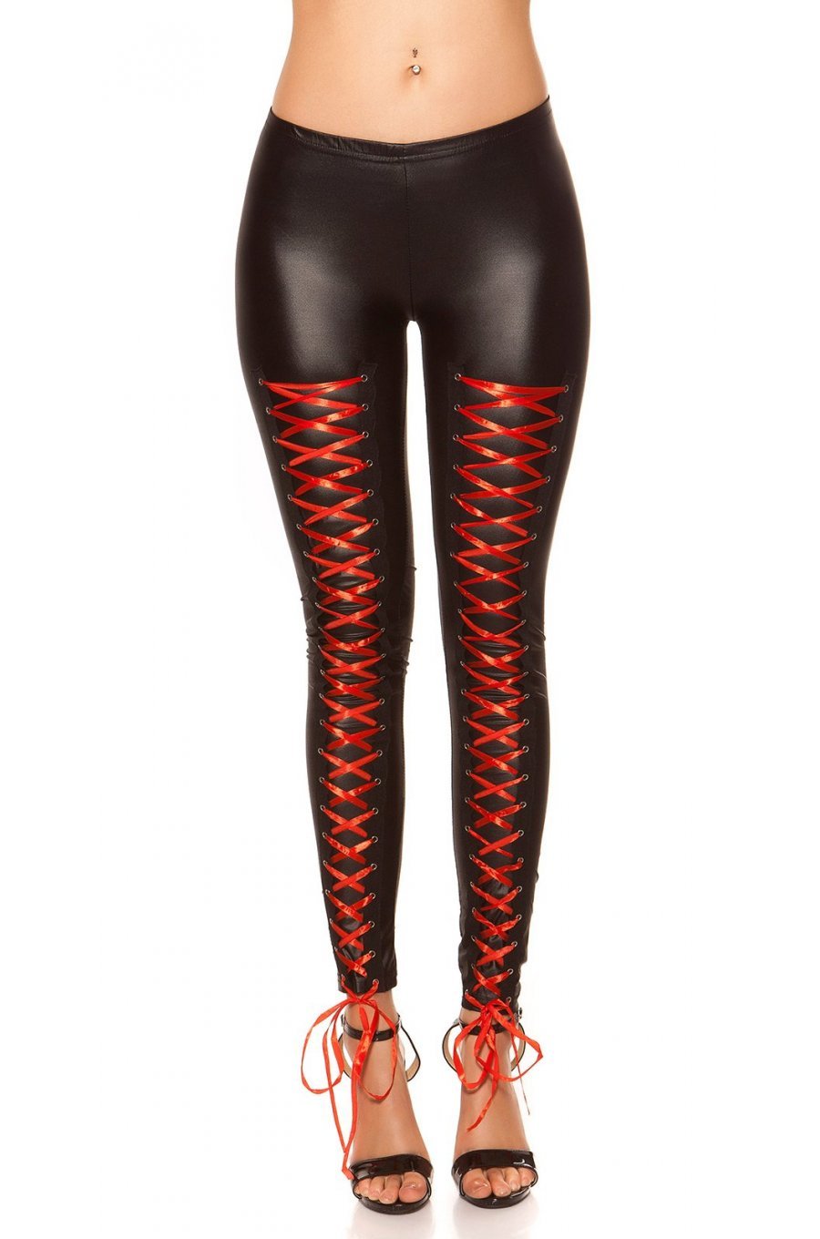 Colanti negri cu snur rosu pe picior Clyde Colanti negri cu snur rosu pe picior Clyde 1 - jojofashion.ro