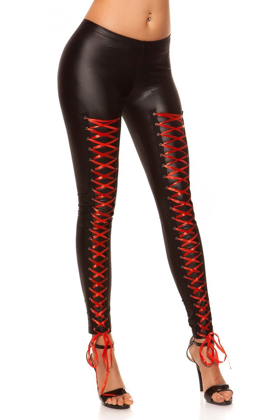 Colanti negri cu snur rosu pe picior Clyde Colanti negri cu snur rosu pe picior Clyde 3 - jojofashion.ro