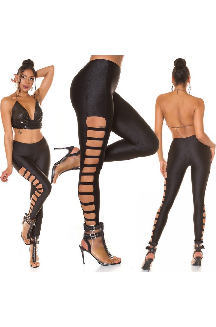Colanti dama negri, elastici, cu taieturi laterale, Delia 6 - jojofashion.ro