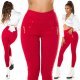 Colanti dama rosii, cu buzunare, talie inalta, Gaetana 7 - jojofashion.ro