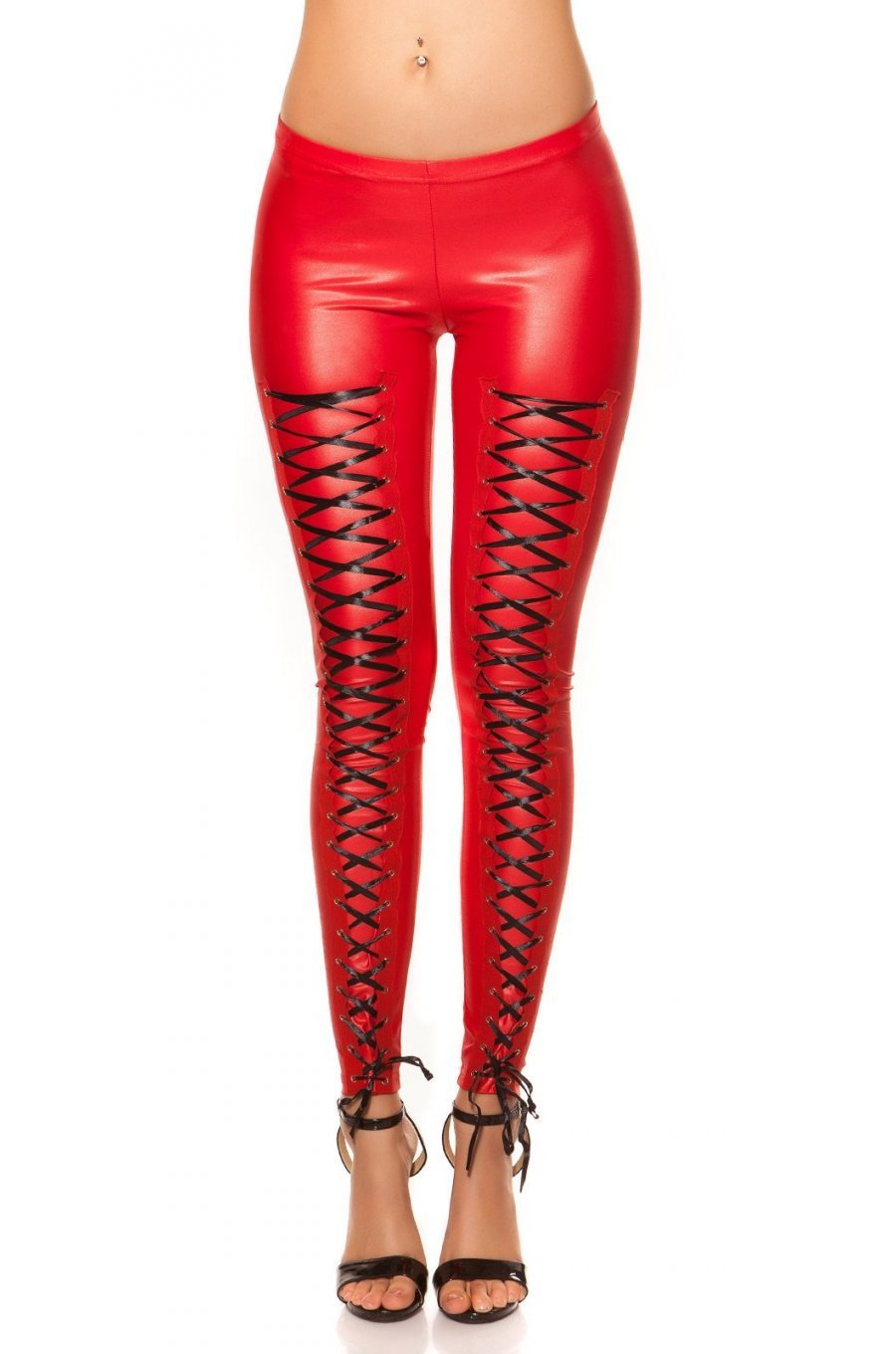 Colanti rosii cu snur negru pe picior Clyde Colanti rosii cu snur negru pe picior Clyde 1 - jojofashion.ro