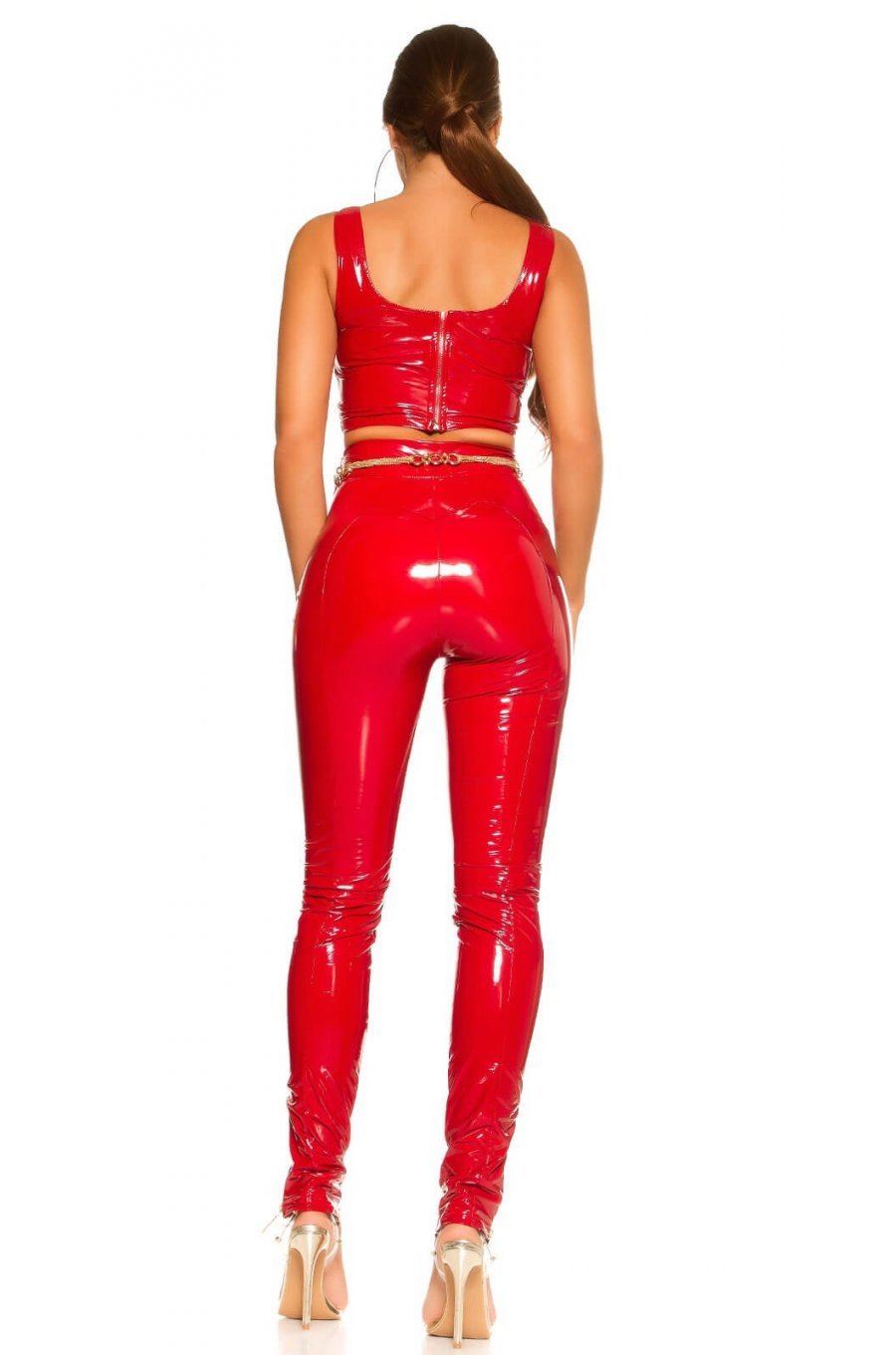 Pantaloni din latex rosii Mellody Pantaloni din latex rosii Mellody 6 - jojofashion.ro