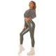 Colanti termici cu talie inalta din imitatie de piele de crocodil kaki Fallon 5 - jojofashion.ro