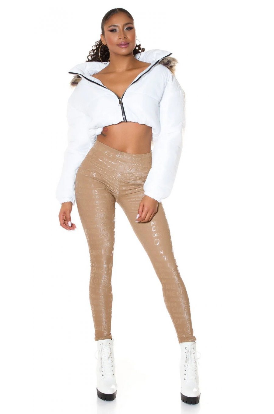 Colanti dama termici luciosi cappuccino cu talia inalta Rubio Colanti dama termici luciosi cappuccino cu talia inalta Rubio 4 - jojofashion.ro