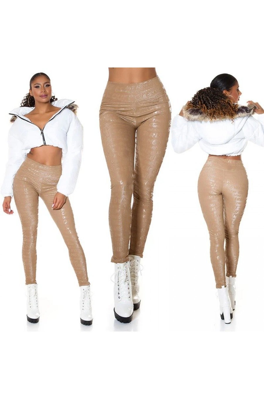 Colanti dama termici luciosi cappuccino cu talia inalta Rubio Colanti dama termici luciosi cappuccino cu talia inalta Rubio 6 - jojofashion.ro