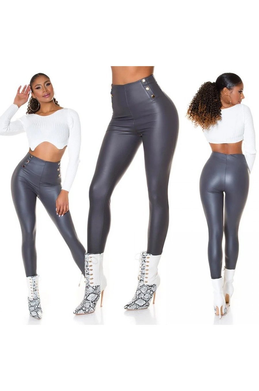 Colanti termici piele eco gri cu talie inalta Rimmy Colanti termici piele eco gri cu talie inalta Rimmy 4 - jojofashion.ro