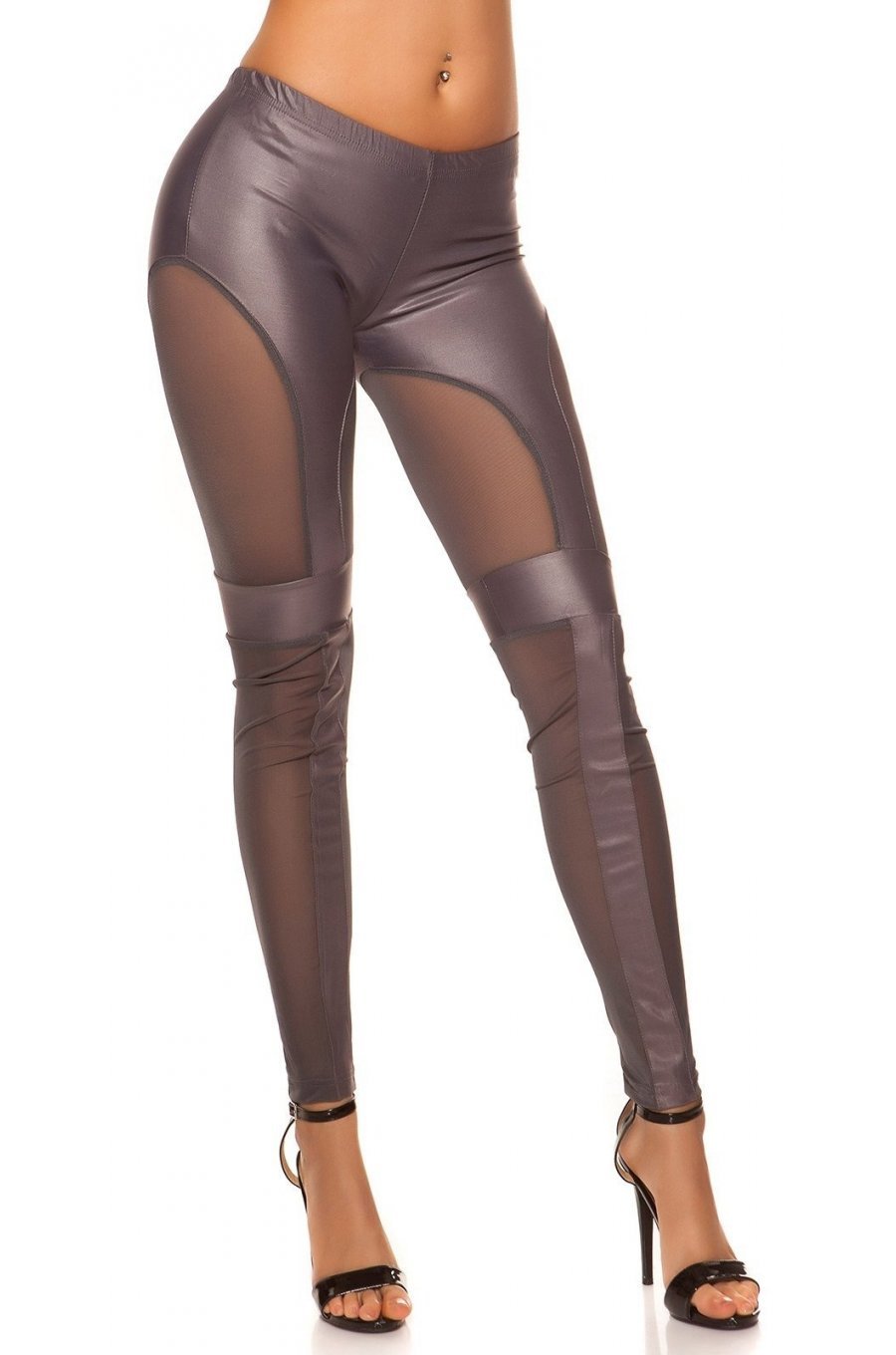 Colanti Wetlook gri cu plasa transparenta Rylle Colanti Wetlook gri cu plasa transparenta Rylle 6 - jojofashion.ro
