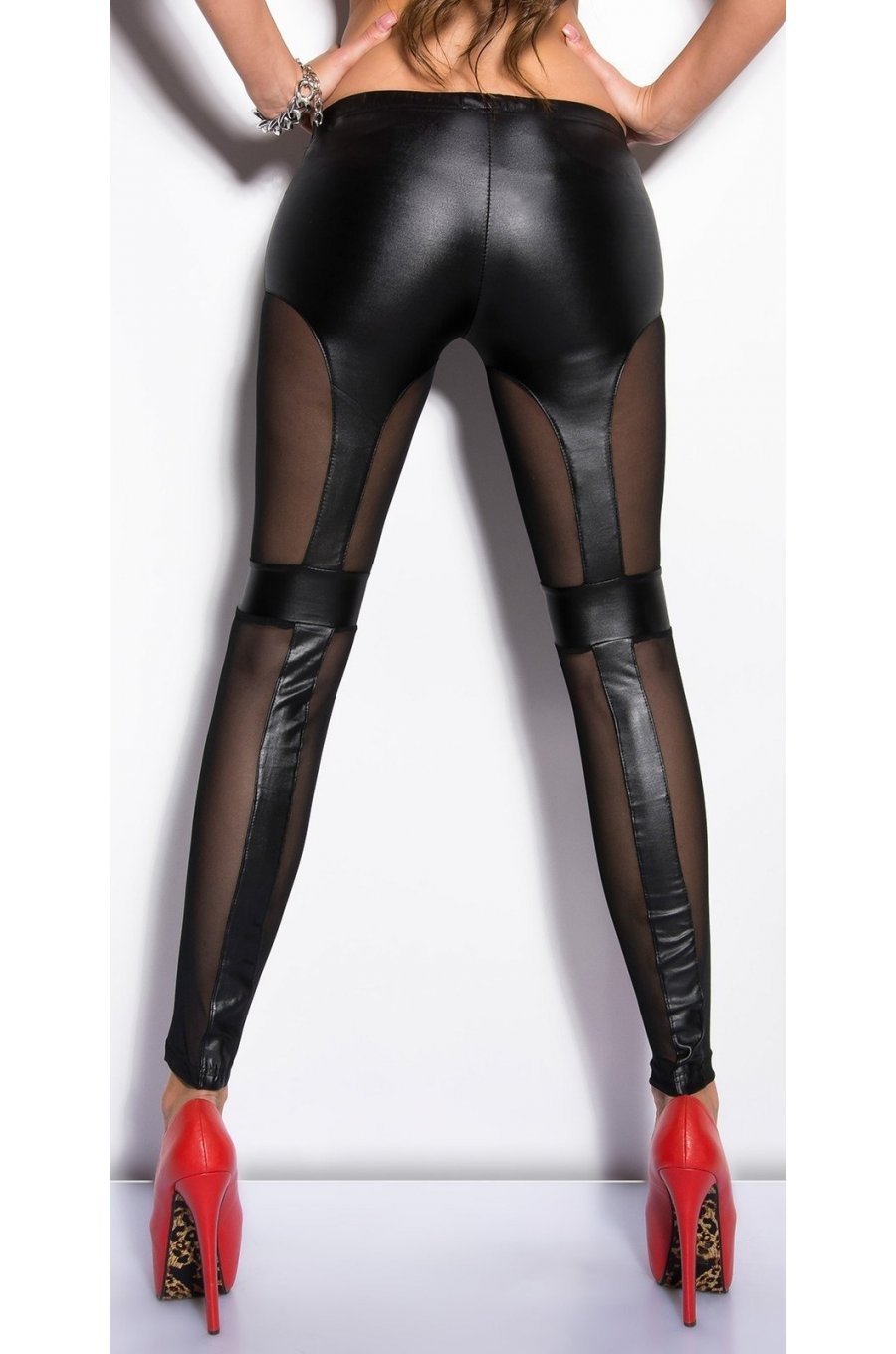Colanti Wetlook negri cu plasa transparenta Rylle Colanti Wetlook negri cu plasa transparenta Rylle 4 - jojofashion.ro
