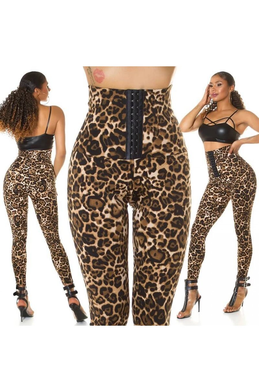 Colanti modelatori cu corset animal print leopard cappuccino Dezzi 6 - jojofashion.ro