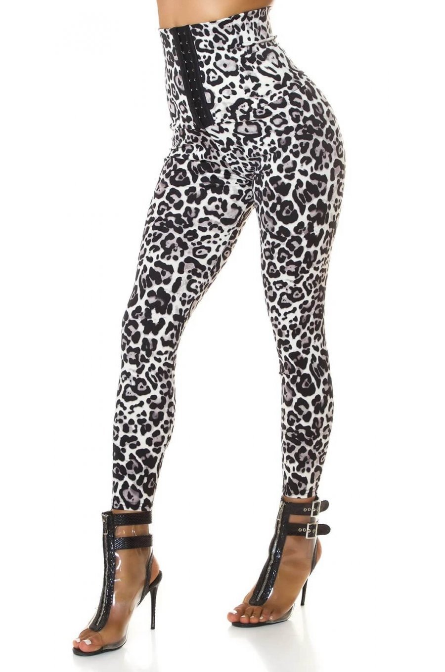 Colanti modelatori cu corset animal print leopard gri Dezzi 1 - jojofashion.ro