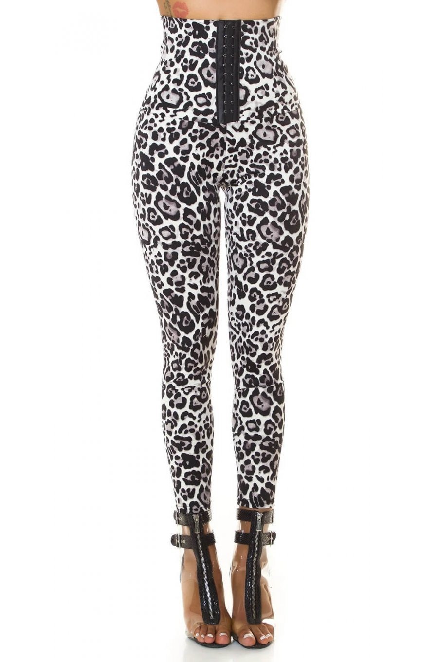 Colanti modelatori cu corset animal print leopard gri Dezzi 3 - jojofashion.ro