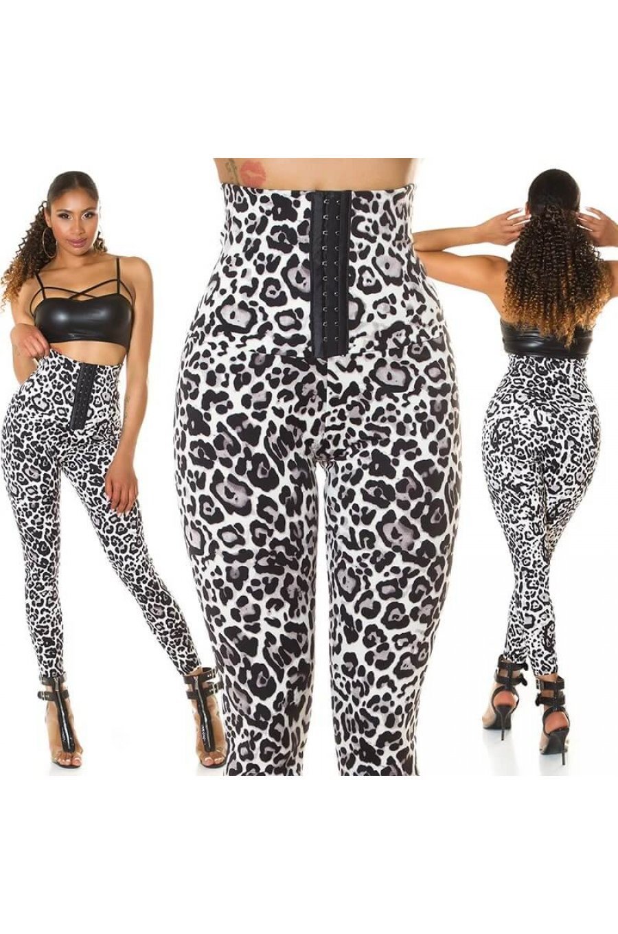 Colanti modelatori cu corset animal print leopard gri Dezzi 6 - jojofashion.ro