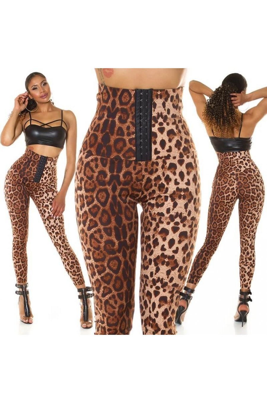 Colanti modelatori cu corset animal print leopard maro Dezzi Colanti modelatori cu corset animal print leopard maro Dezzi 6 - jojofashion.ro