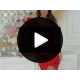 Rochie scurta eleganta rosie cu un umar gol cu volan si pene Sophia 6 - jojofashion.ro