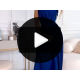 Rochie lunga din brocard bleumarin navy cu un umar gol Heather 7 - jojofashion.ro